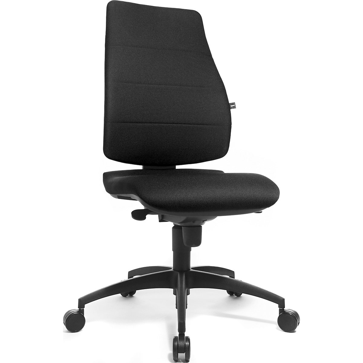 Krzesło obrotowe z siedziskiem nieckowym, wys. oparcia 680 mm – Topstar, oparcie z obiciem, obicie siedziska czarne-2