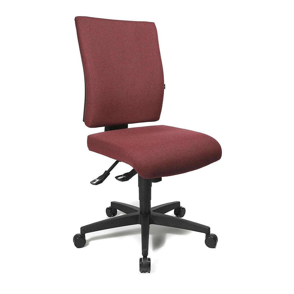 Obrotowe krzesło biurowe COMFORT – Topstar, oparcie z regulacją wysokości, obicie bordowe-26
