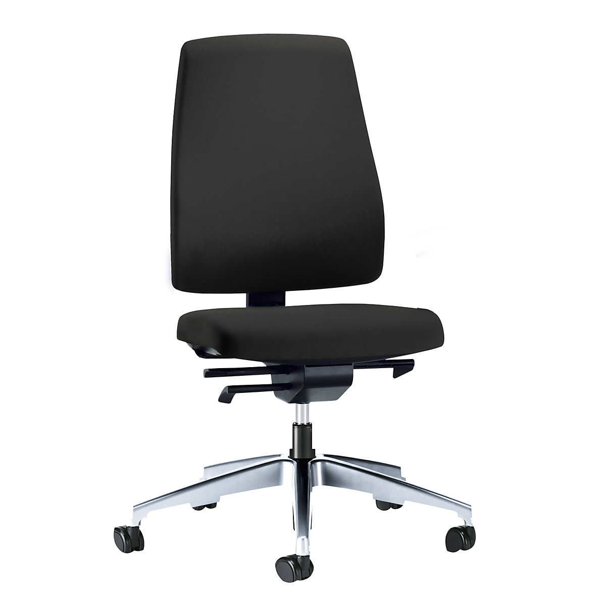 Obrotowe krzesło biurowe GOAL, wys. oparcia 530 mm – interstuhl, szkielet polerowany, z miękkimi rolkami, grafitowo-czarny, głęb. siedziska 410 mm-4