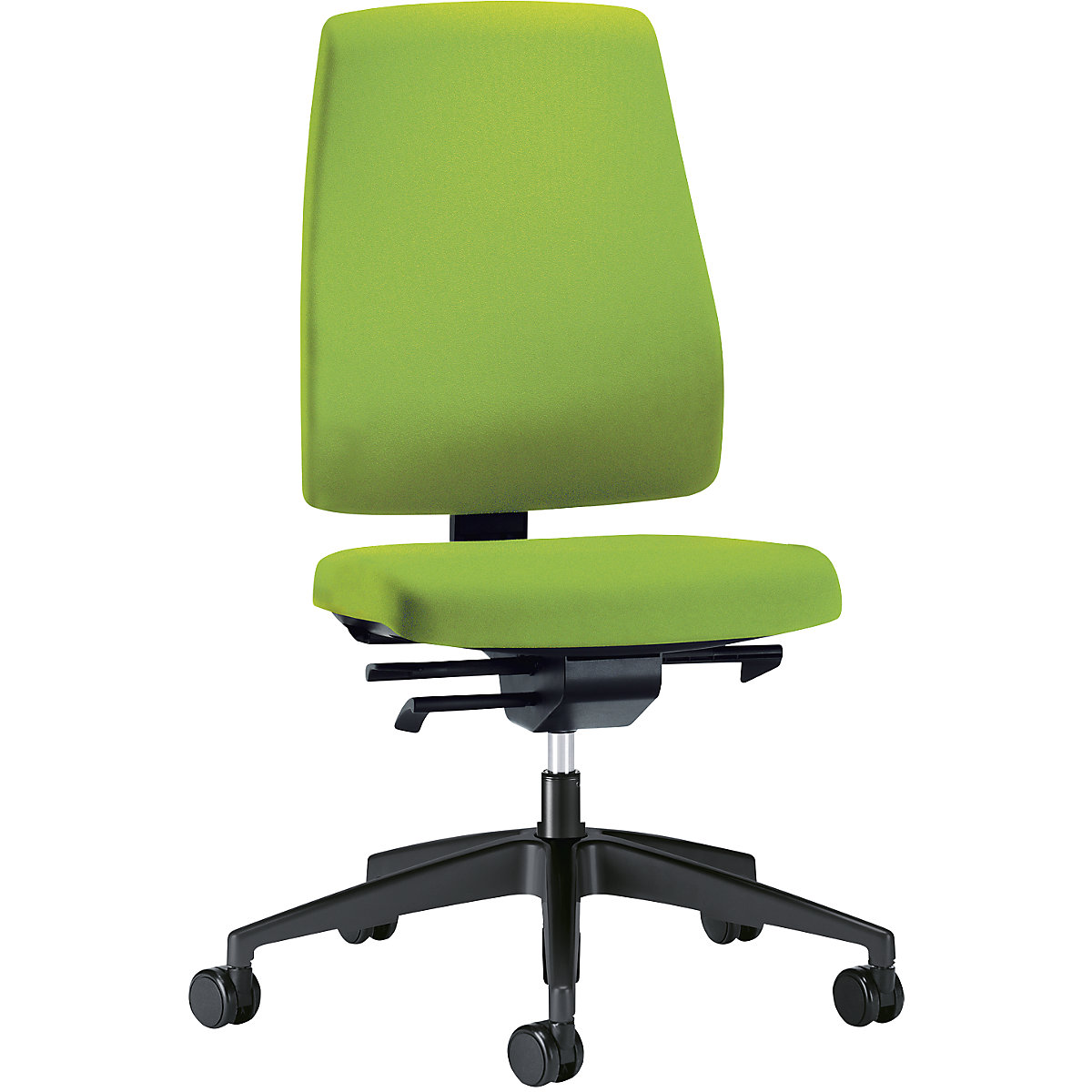 Obrotowe krzesło biurowe GOAL, wys. oparcia 530 mm – interstuhl, szkielet czarny, z miękkimi rolkami, żółto-zielony, głęb. siedziska 410 mm-6