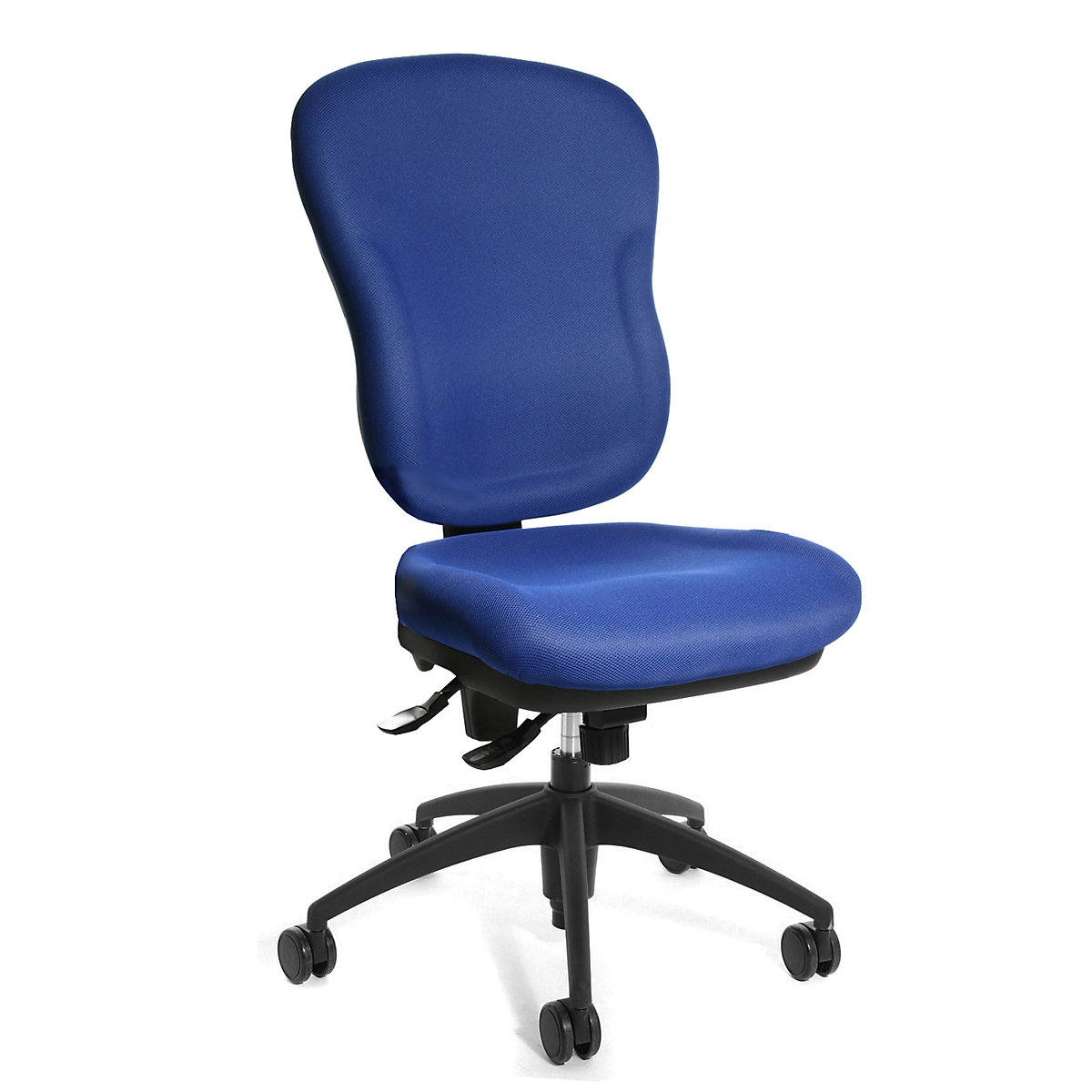 Obrotowe krzesło biurowe WELLPOINT 30 SY – Topstar, model z wysokim oparciem z obiciem z pianki formowanej, niebieskie-4