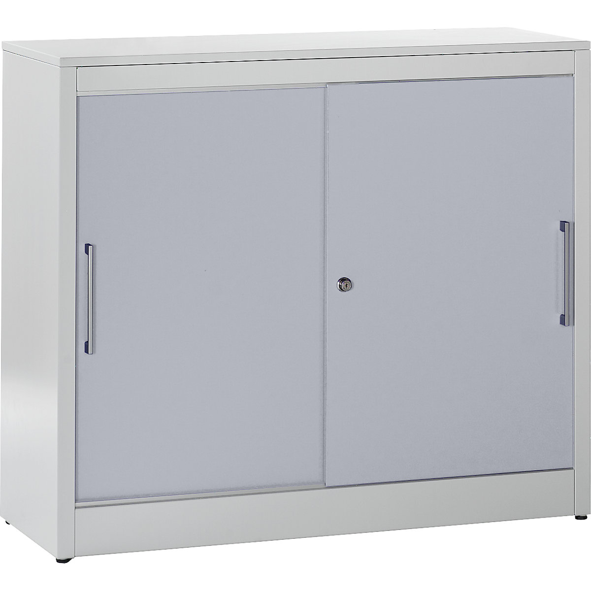 Szafa z drzwiami przesuwnymi – mauser, szafka boczna z 2 półkami, wys. x szer. x głęb. 1040 x 1200 x 420 mm, jasnoszary / białe aluminium