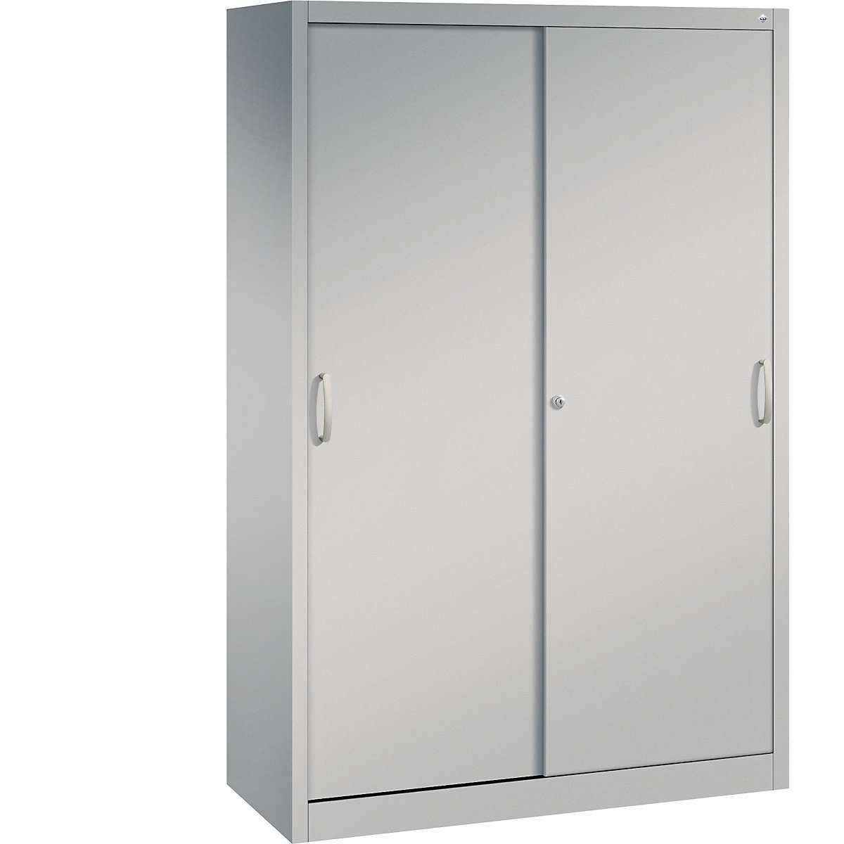 Szafa z przesuwnymi drzwiami ACURADO – C+P, 4 półki, wys. x szer. x głęb. 1950 x 1200 x 500 mm, białe aluminium