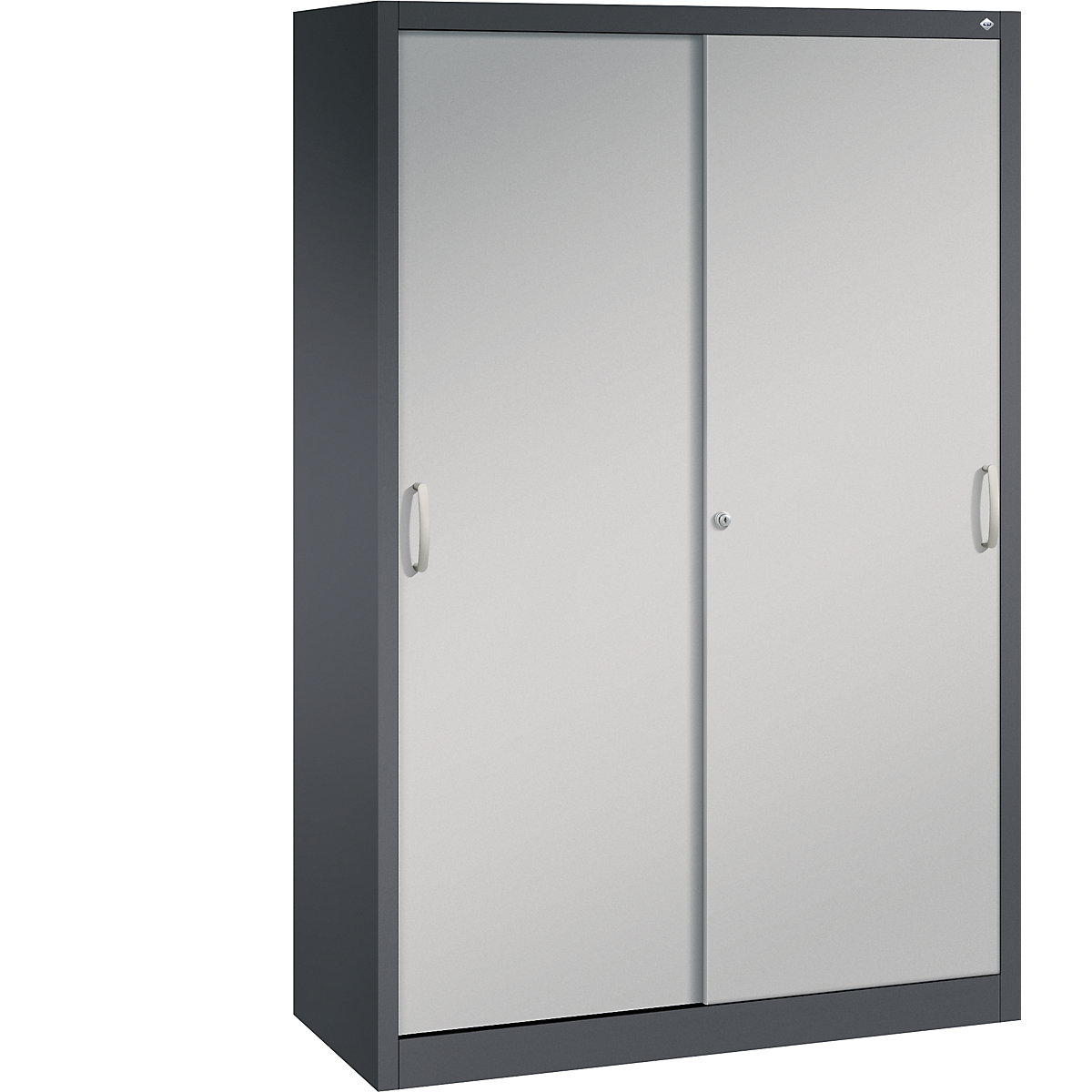 Szafa z przesuwnymi drzwiami ACURADO – C+P, 6 drążków wahadłowych, wys. x szer. x głęb. 1950 x 1200 x 500 mm, czarno-szara / białe aluminium