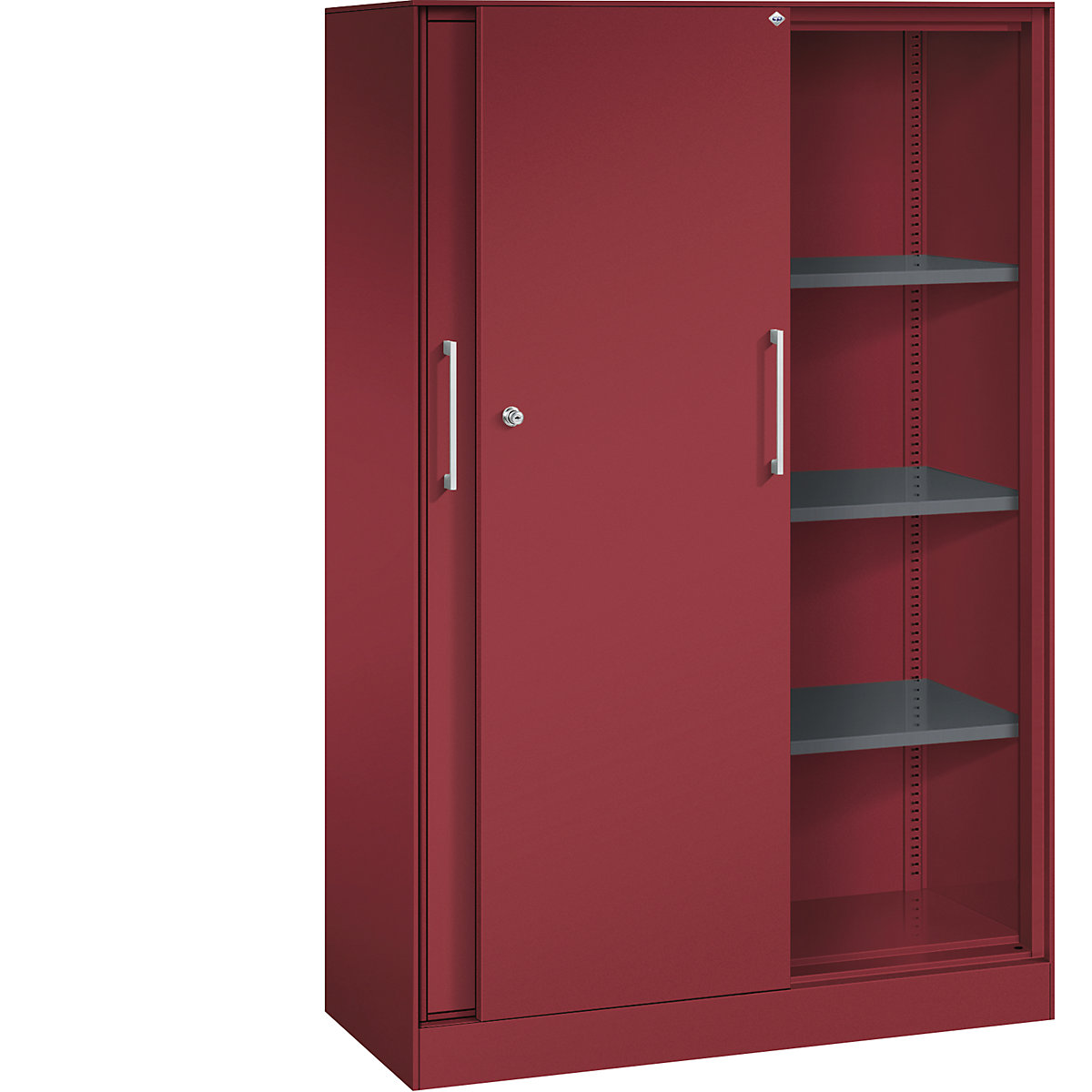 Szafa z przesuwnymi drzwiami ASISTO, wys. 1617 mm – C+P, szer. 1000 mm, rubinowo-czerwony/rubinowo-czerwony