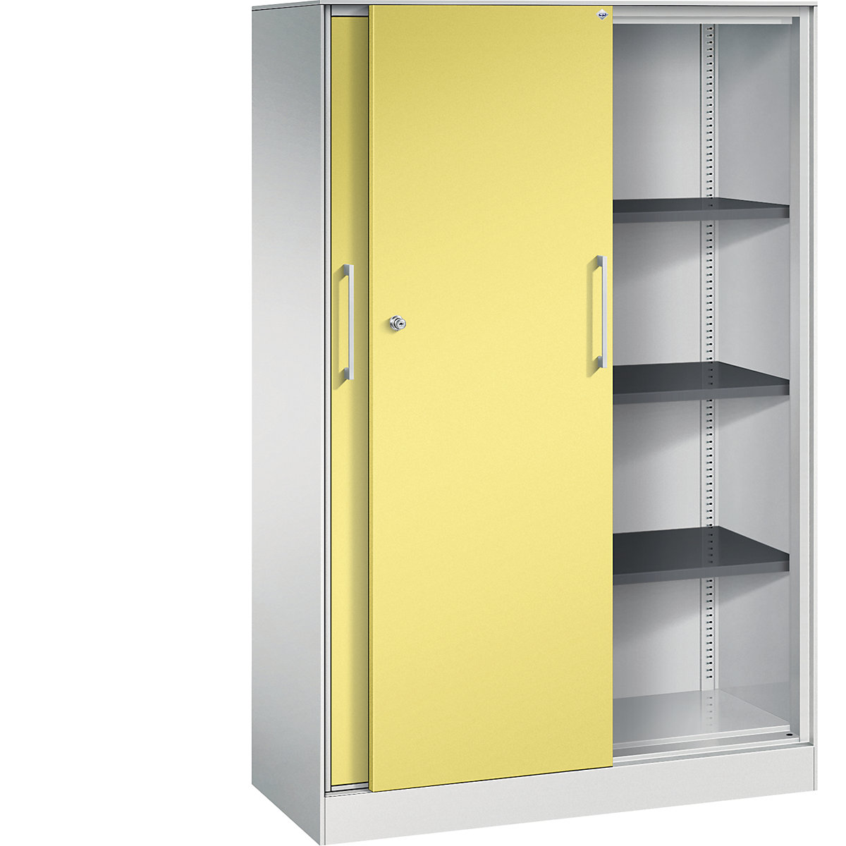 Szafa z przesuwnymi drzwiami ASISTO, wys. 1617 mm – C+P, szer. 1000 mm, jasnoszary/żółty siarkowy