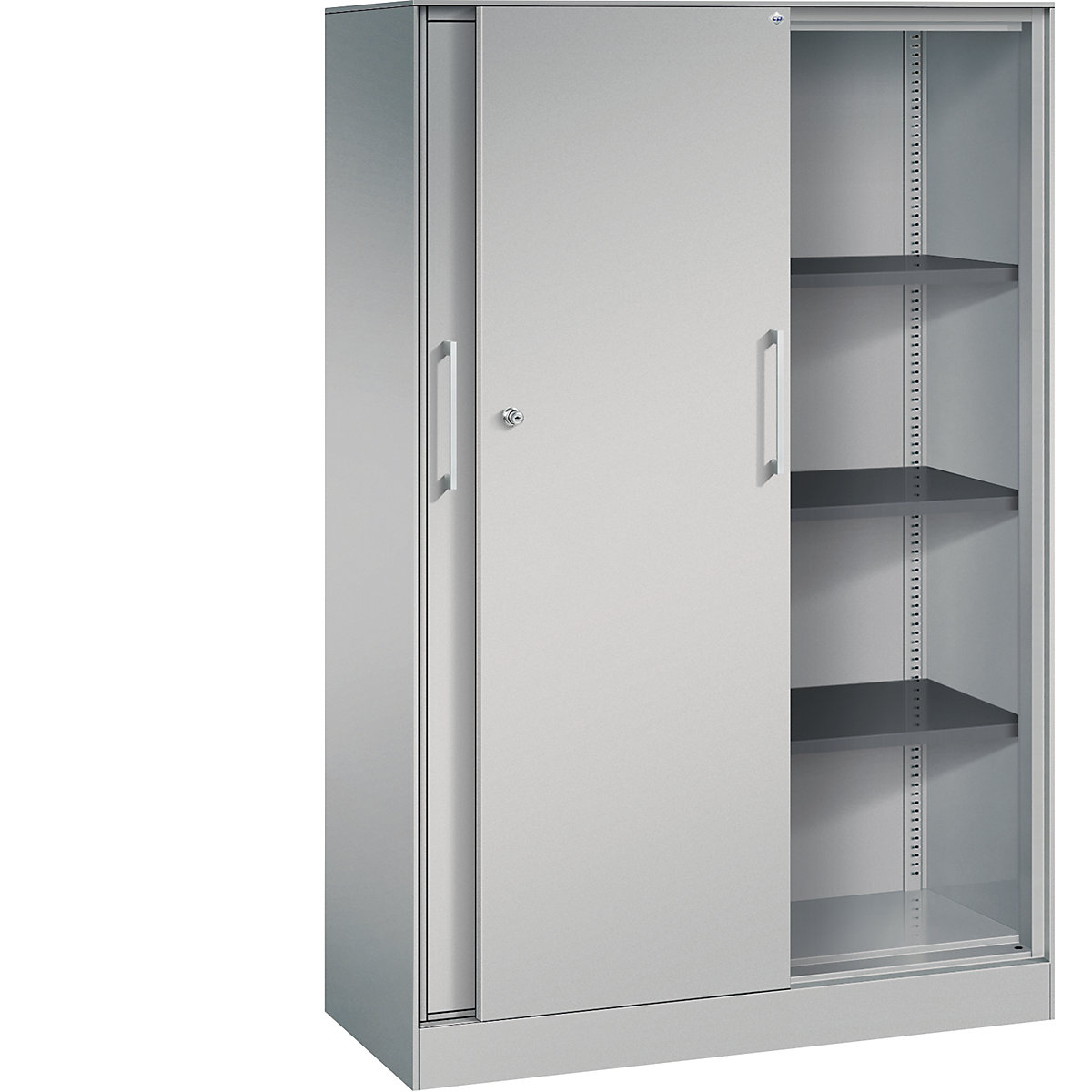 Szafa z przesuwnymi drzwiami ASISTO, wys. 1617 mm – C+P, szer. 1000 mm, białe aluminium/białe aluminium