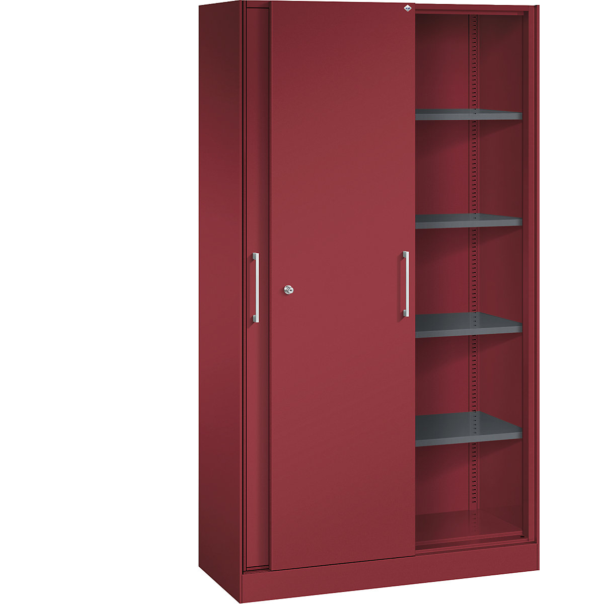 Szafa z przesuwnymi drzwiami ASISTO, wys. 1980 mm – C+P, szer. 1000 mm, rubinowo-czerwony/rubinowo-czerwony