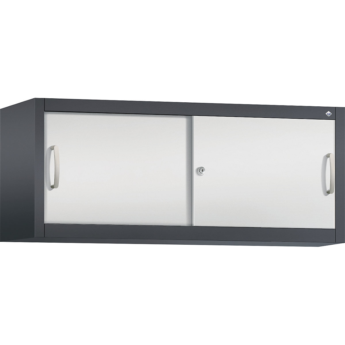 Szafka nakładana z przesuwnymi drzwiami ACURADO – C+P, wys. x szer. x głęb. 500 x 1200 x 400 mm, czarno-szara / jasnoszara