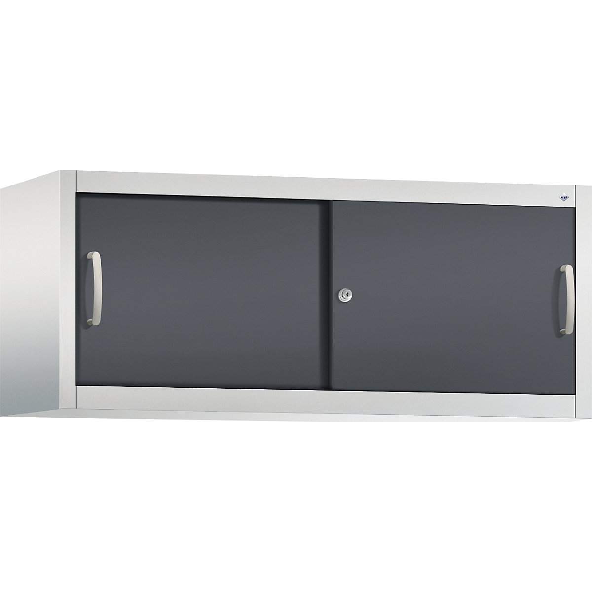 Szafka nakładana z przesuwnymi drzwiami ACURADO – C+P, wys. x szer. x głęb. 500 x 1200 x 400 mm, jasnoszara / czarno-szara