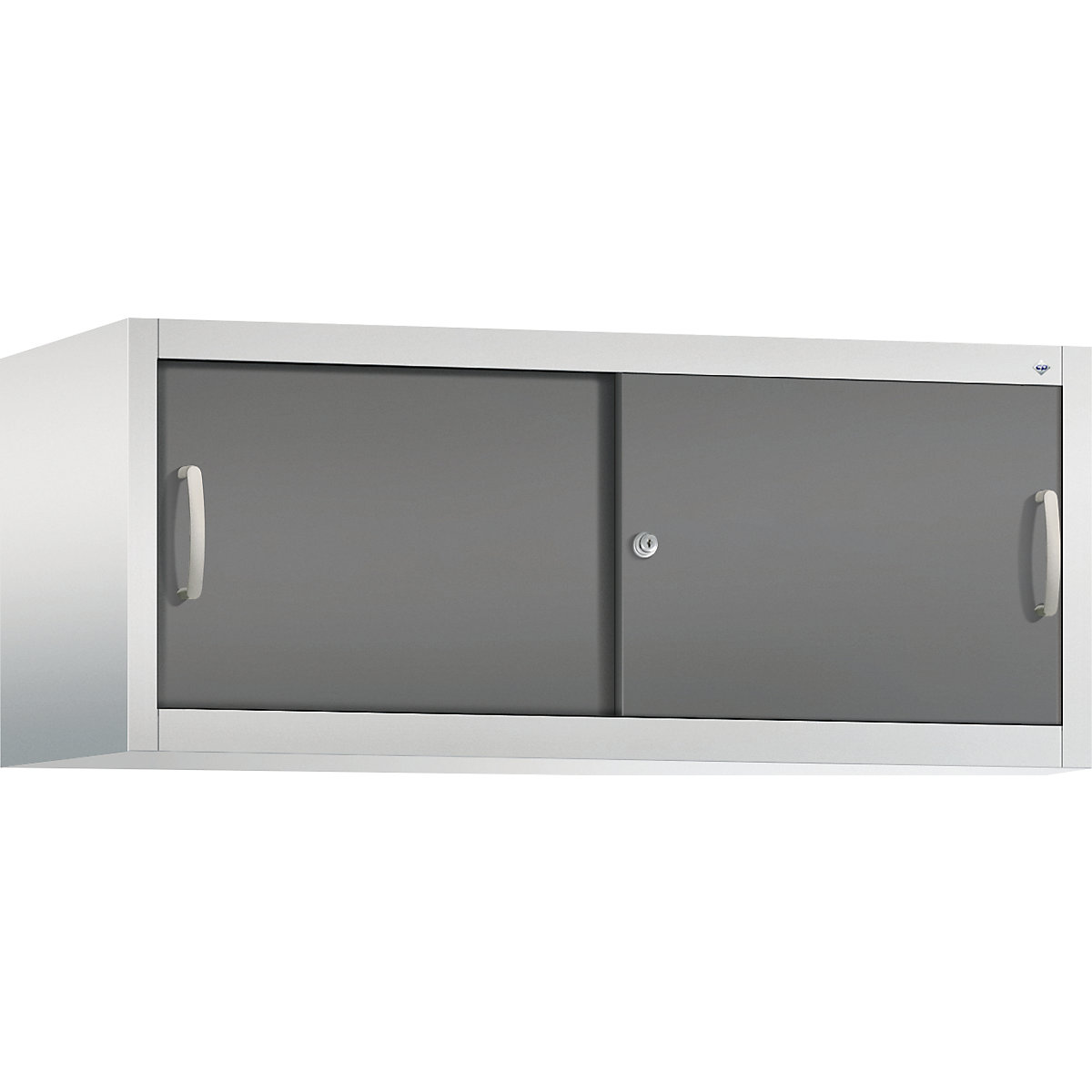 Szafka nakładana z przesuwnymi drzwiami ACURADO – C+P, wys. x szer. x głęb. 500 x 1200 x 500 mm, jasnoszara / szara