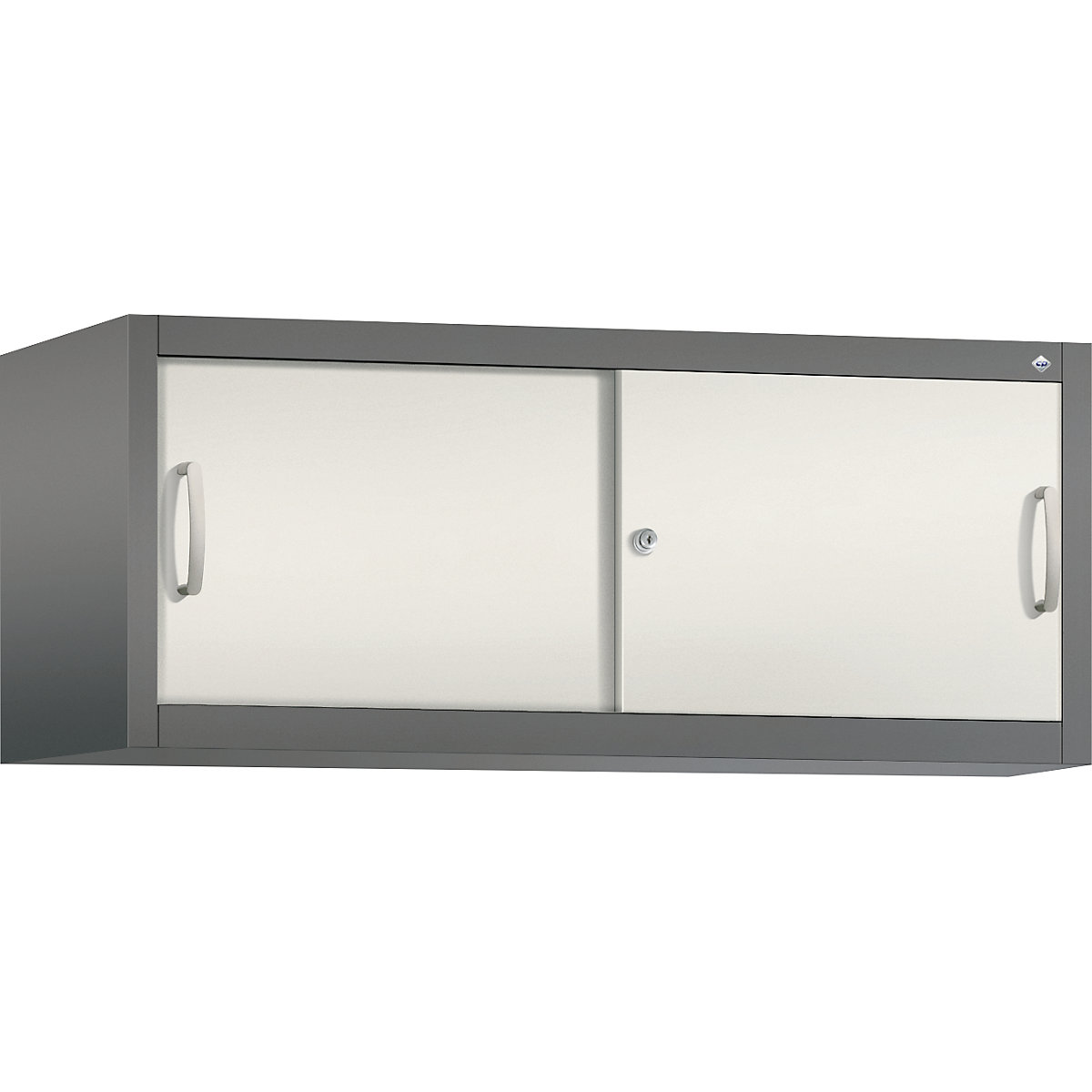 Szafka nakładana z przesuwnymi drzwiami ACURADO – C+P, wys. x szer. x głęb. 500 x 1200 x 500 mm, szara / perłowo-biała
