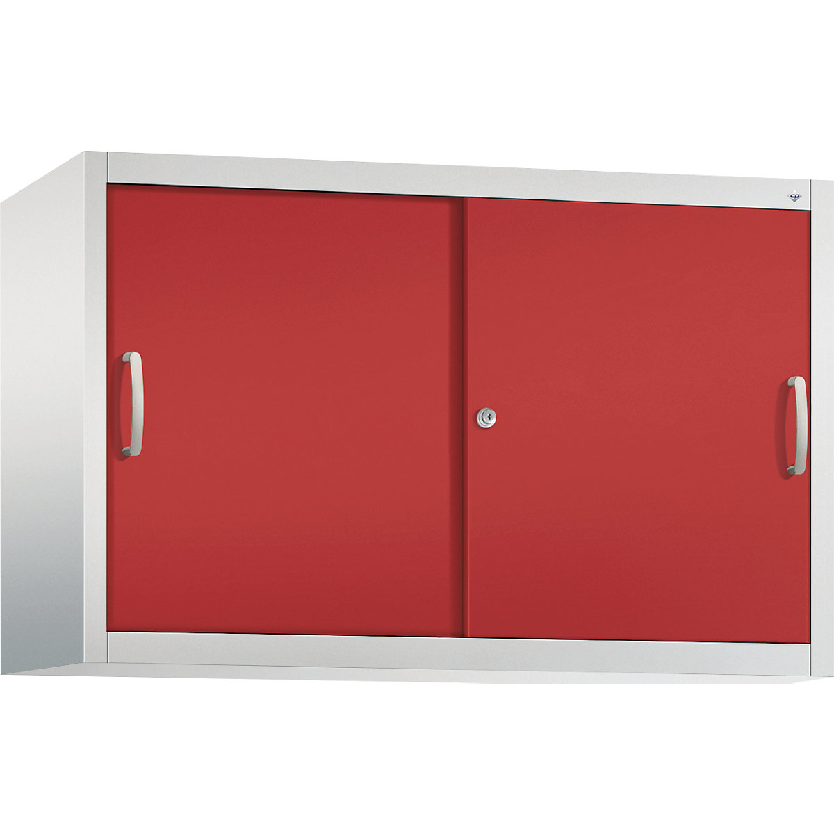 Szafka nakładana z przesuwnymi drzwiami ACURADO – C+P, 1 półka, wys. x szer. x głęb. 790 x 1200 x 400 mm, jasnoszara / czerwona