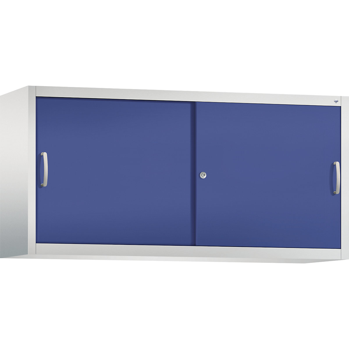 Szafka nakładana z przesuwnymi drzwiami ACURADO – C+P, 2 półki, wys. x szer. x głęb. 790 x 1600 x 400 mm, jasnoszara / niebieska (lapis)