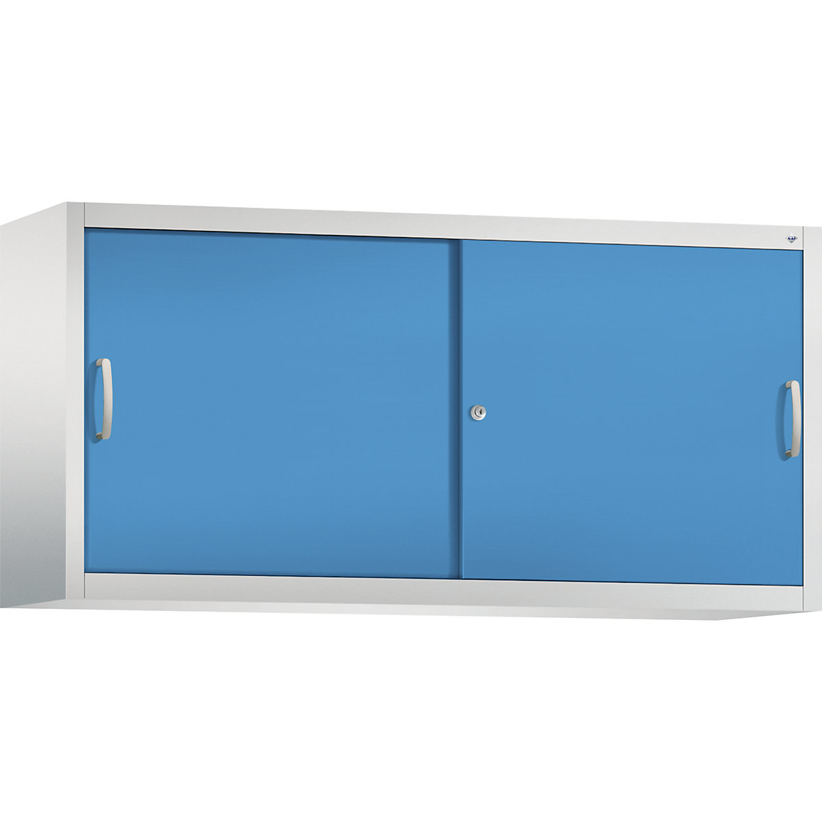 Szafka nakładana z przesuwnymi drzwiami ACURADO – C+P, 2 półki, wys. x szer. x głęb. 790 x 1600 x 400 mm, jasnoszara / jasnoniebieska