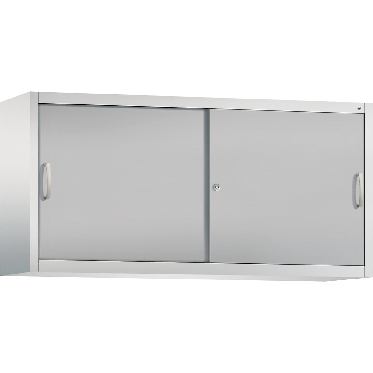 Szafka nakładana z przesuwnymi drzwiami ACURADO – C+P, 2 półki, wys. x szer. x głęb. 790 x 1600 x 400 mm, jasnoszara / białe aluminium