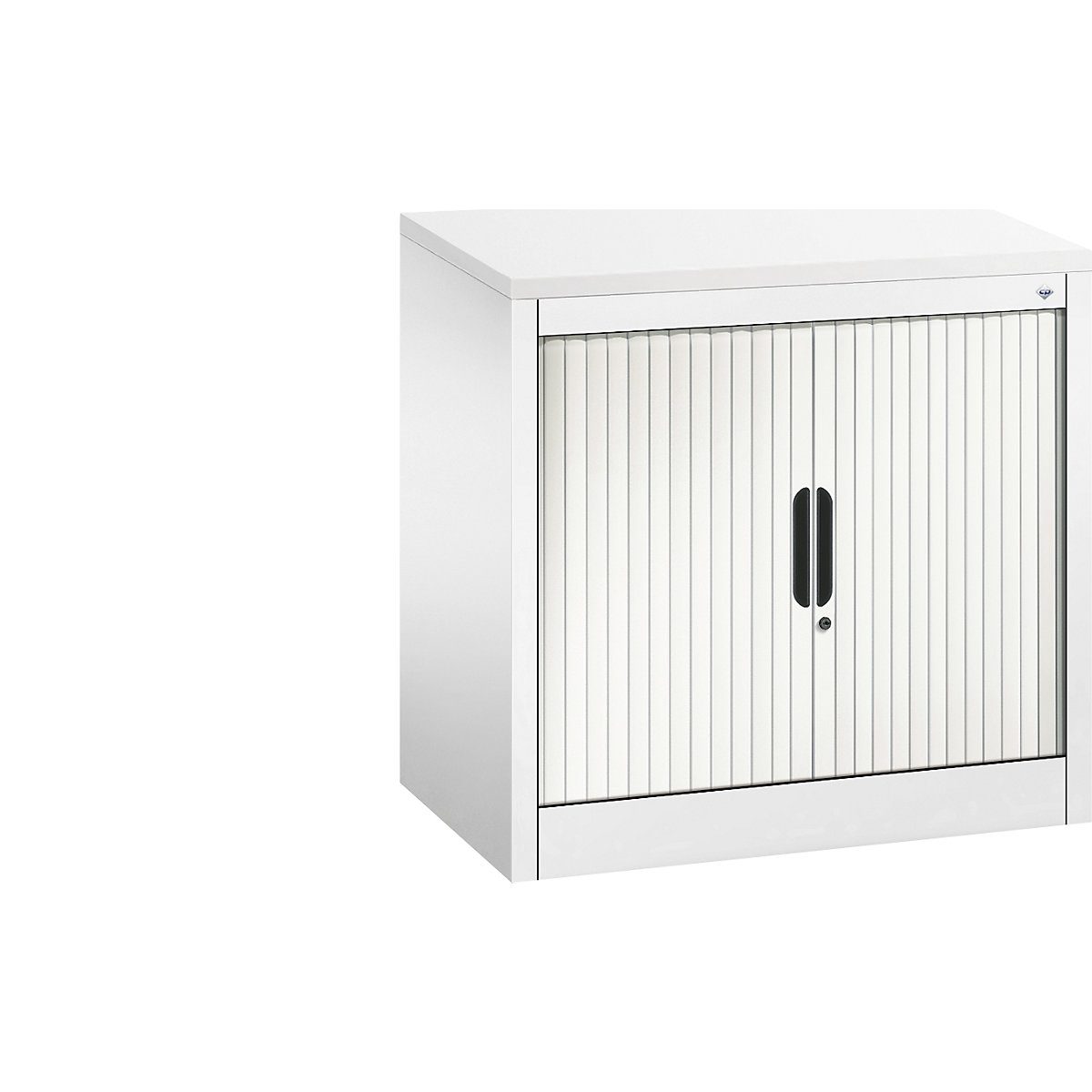 Szafka z roletami, żaluzje poziome – C+P, wys. x szer. x gł. 720 x 800 x 420 mm, 1 półka, 1,5 wys. segregatora, biały drogowy