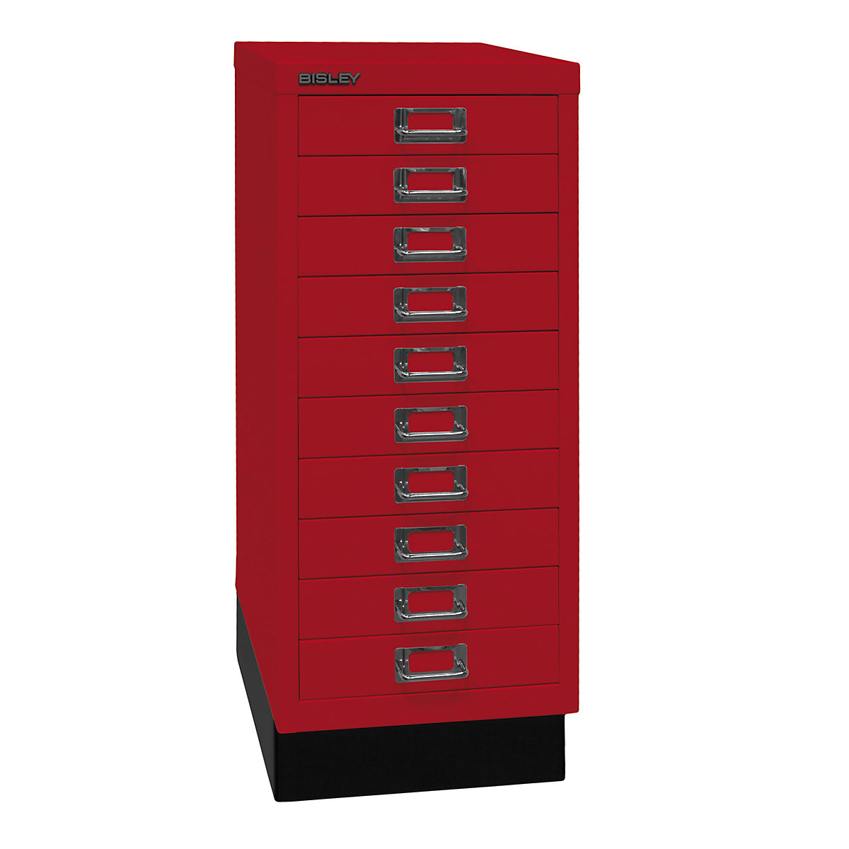 MultiDrawer™ seria 29 – BISLEY, z cokołem, DIN A4, 10 szuflad, czerwony kardynalski-2