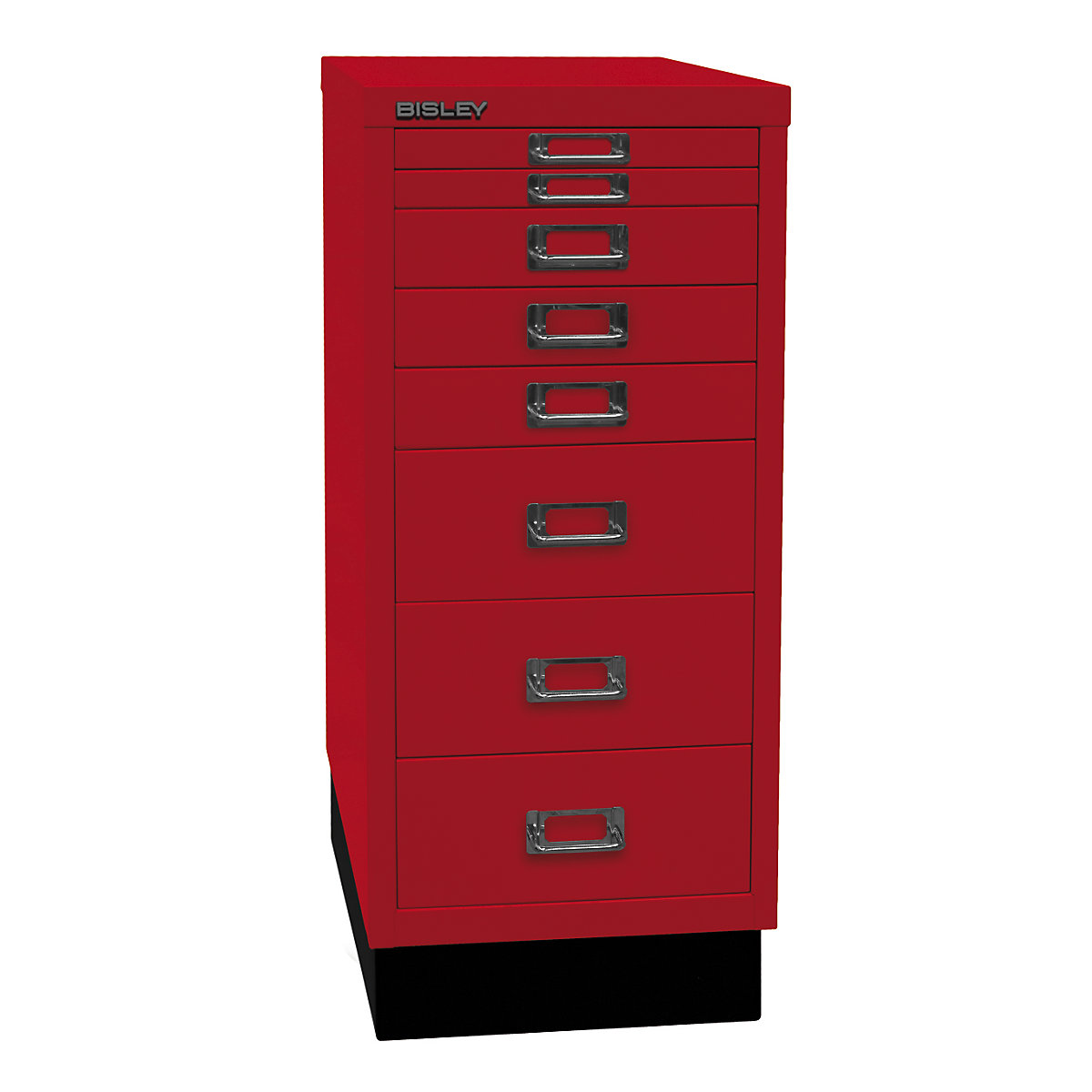 MultiDrawer™ seria 29 – BISLEY, z cokołem, DIN A4, 8 szuflad, czerwony kardynalski-4