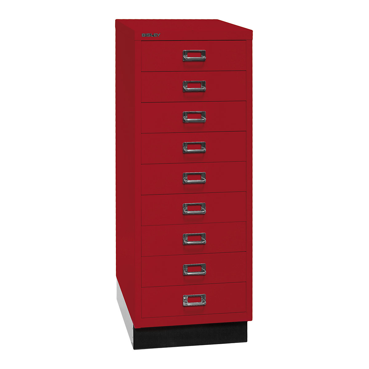MultiDrawer™ seria 39 – BISLEY, z cokołem, DIN A3, 9 szuflad, czerwony kardynalski, czarny-4