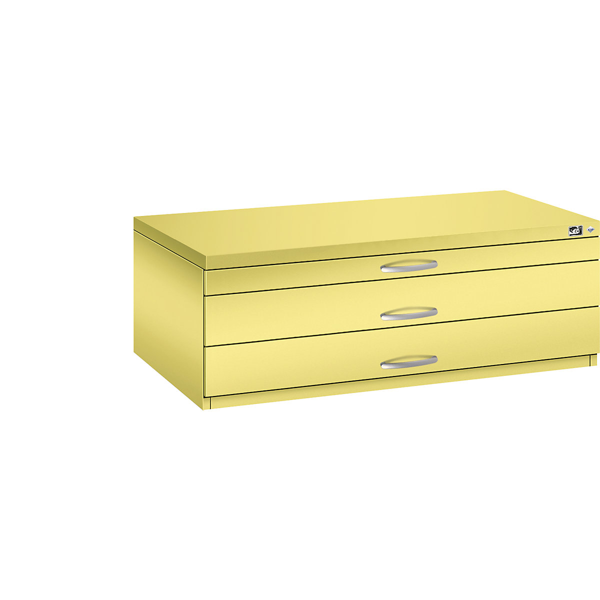 Szafa na rysunki – C+P, DIN A1, 3 szuflady, wys. 420 mm, żółty siarkowy-12