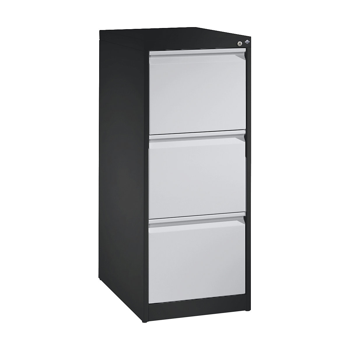 Szafka kartotekowa ACURADO – C+P, jednorzędowa, 3 szuflady, czarno-szara / białe aluminium-4