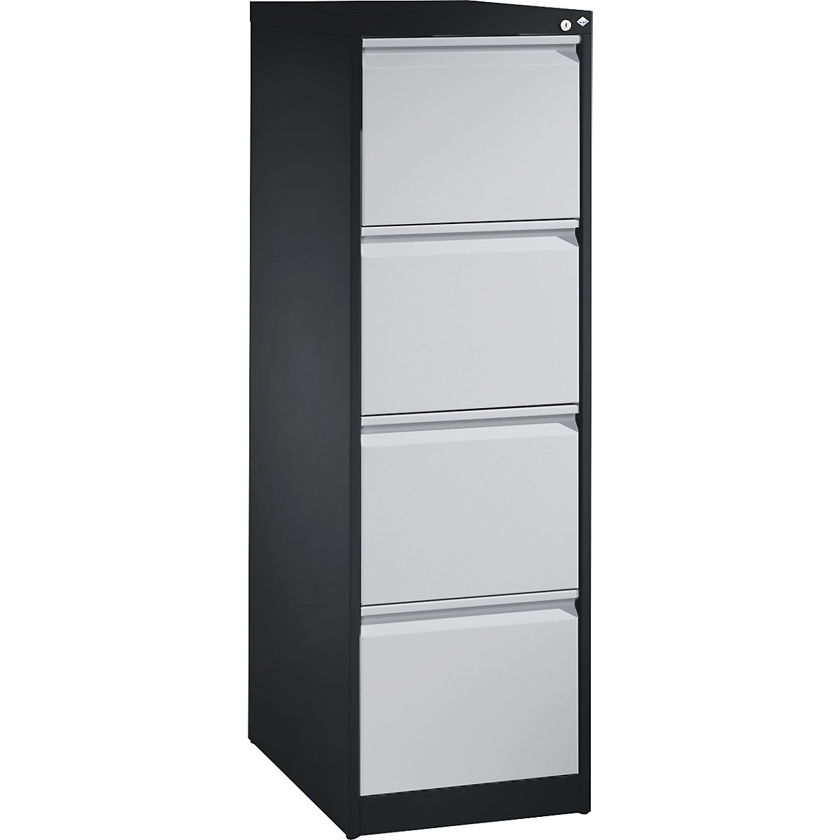 Szafka kartotekowa ACURADO – C+P, jednorzędowa, 4 szuflady, czarno-szara / białe aluminium-7