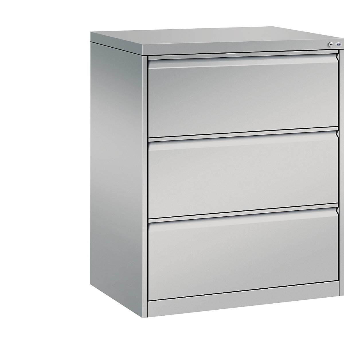 Szafka kartotekowa ACURADO – C+P, dwurzędowa, 3 szuflady, białe aluminium-3