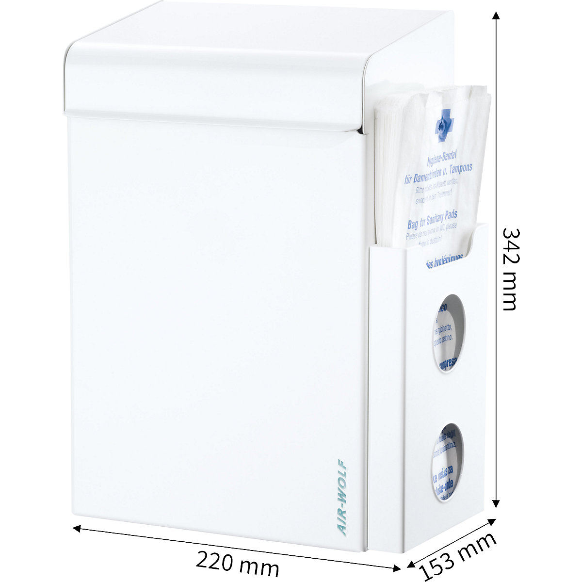 Recipiente para residuos higiénicos con dispensador de bolsas – AIR-WOLF (Imagen del producto 2)-1