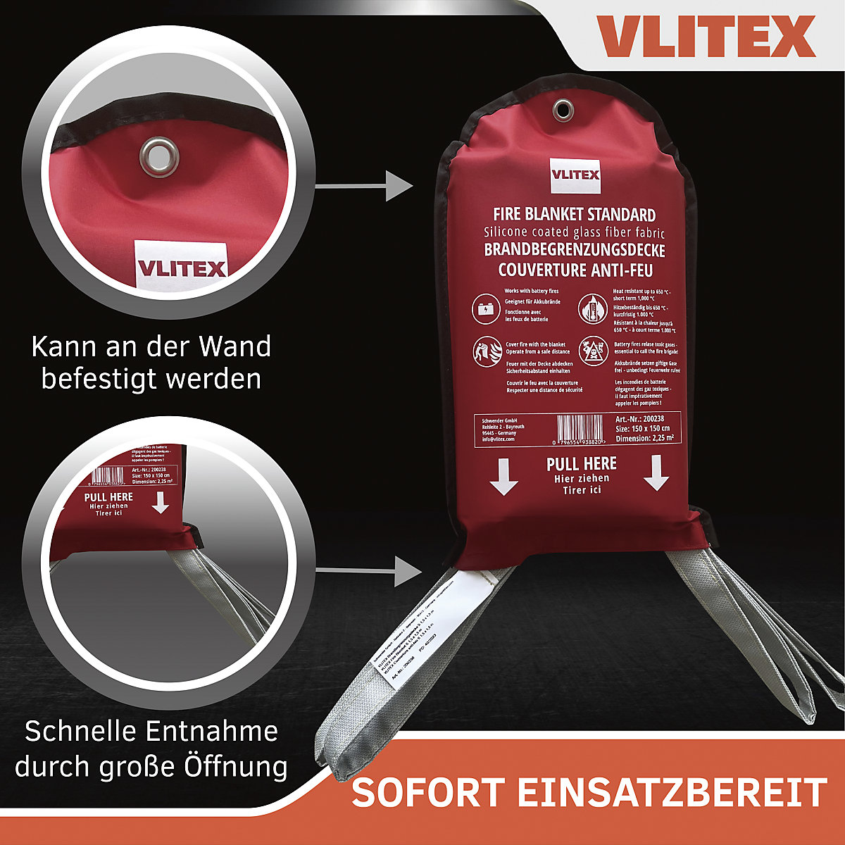 Manta ignífuga para baterías de iones de litio STANDARD – VLITEX (Imagen del producto 2)-1