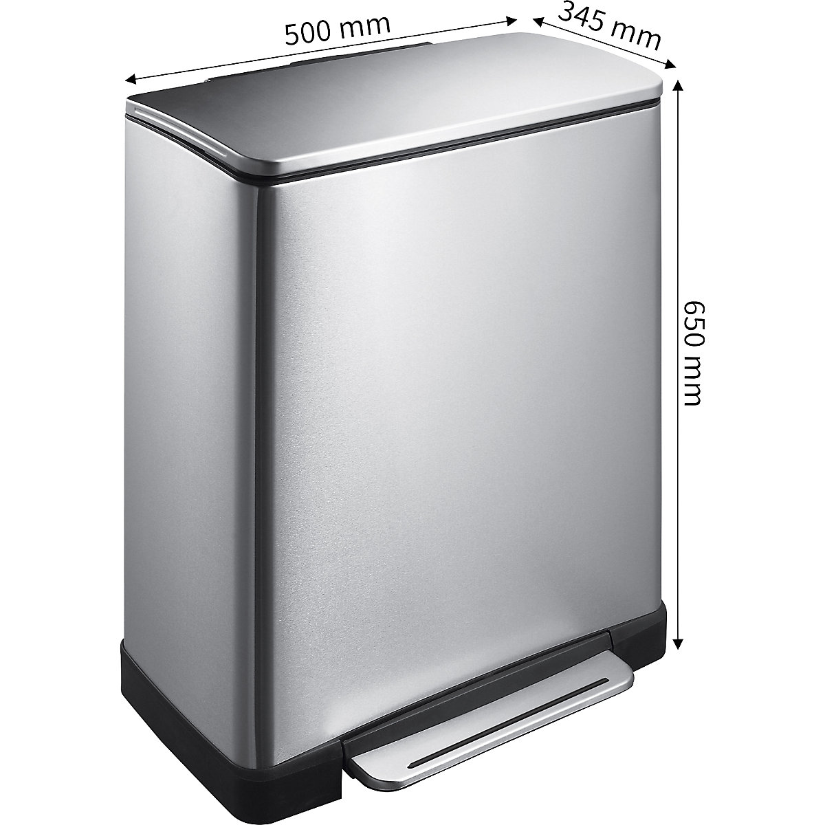 Colector de residuos de acero inoxidable con pedal, angular – EKO (Imagen del producto 2)-1