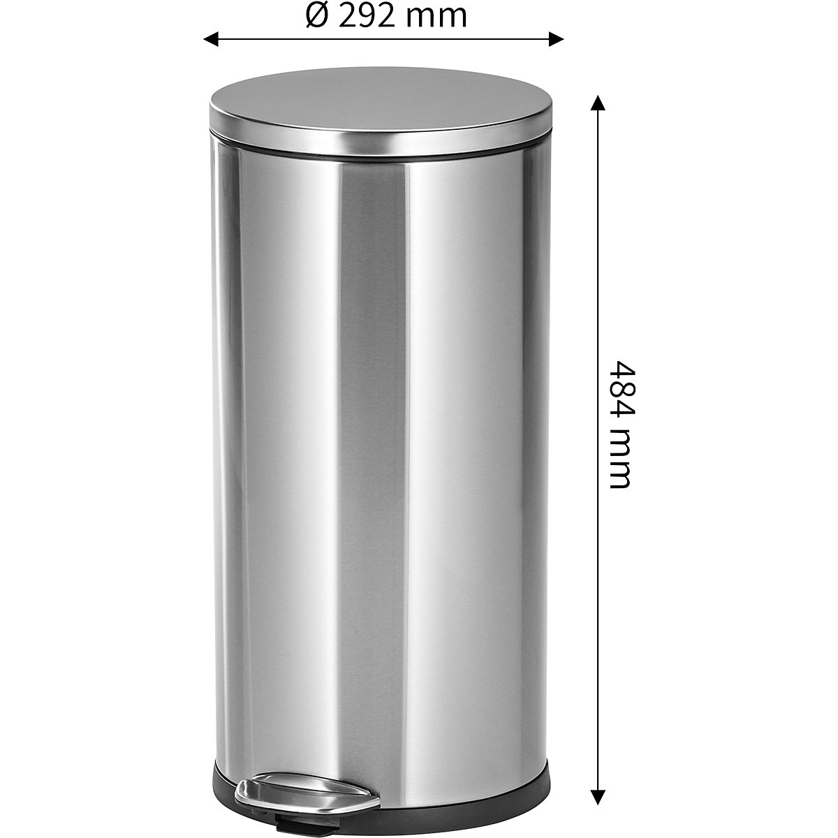 Cubo de acero inoxidable con pedal, redondo – EKO (Imagen del producto 4)-3