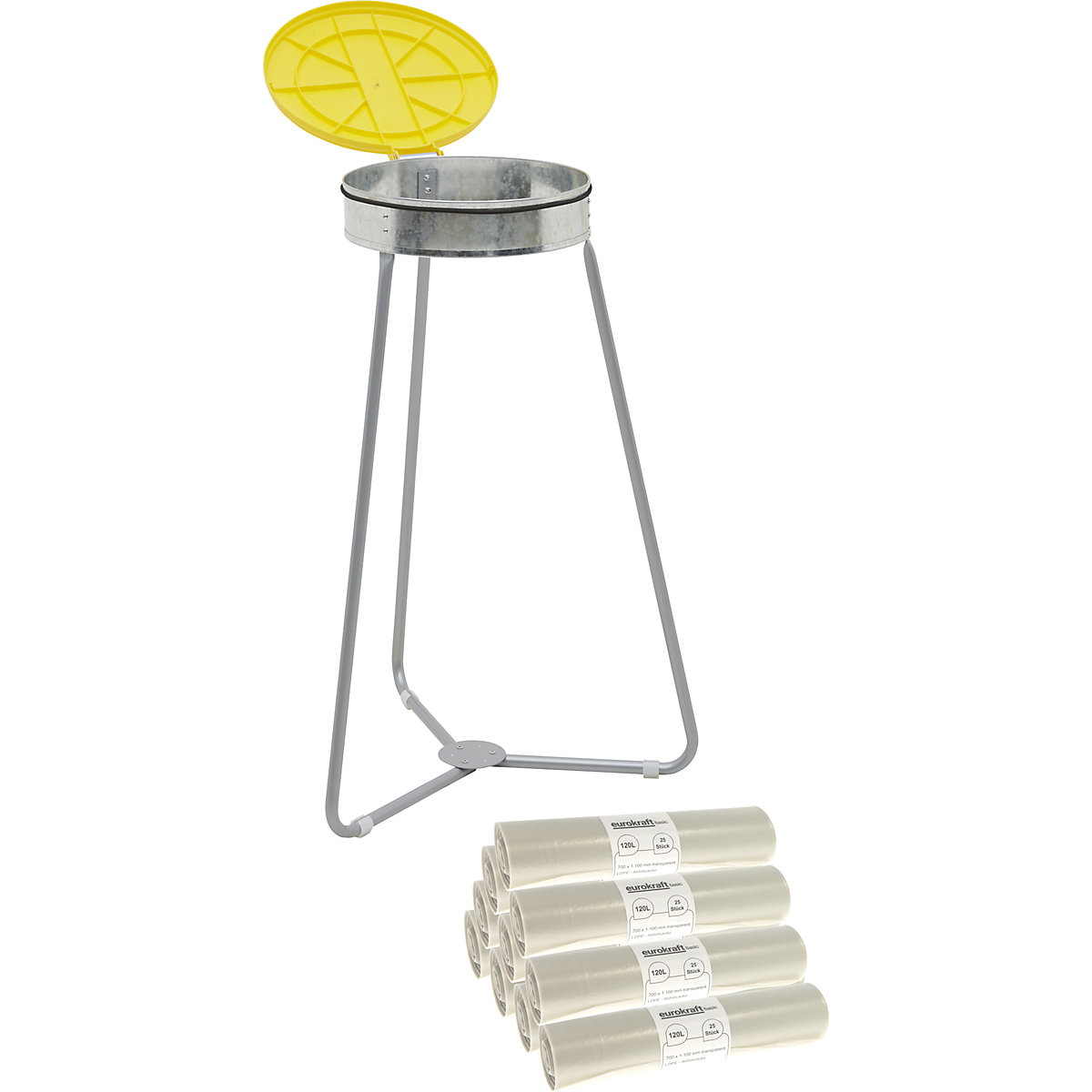 Soporte para bolsas de basura con bolsas de basura &ndash; eurokraft basic