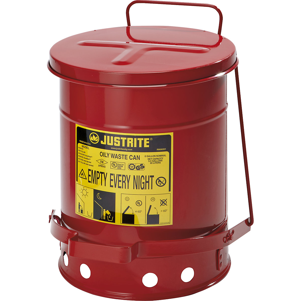 Recipient de protecție la incendiu, tablă de oțel – Justrite (Imagine produs 2)-1
