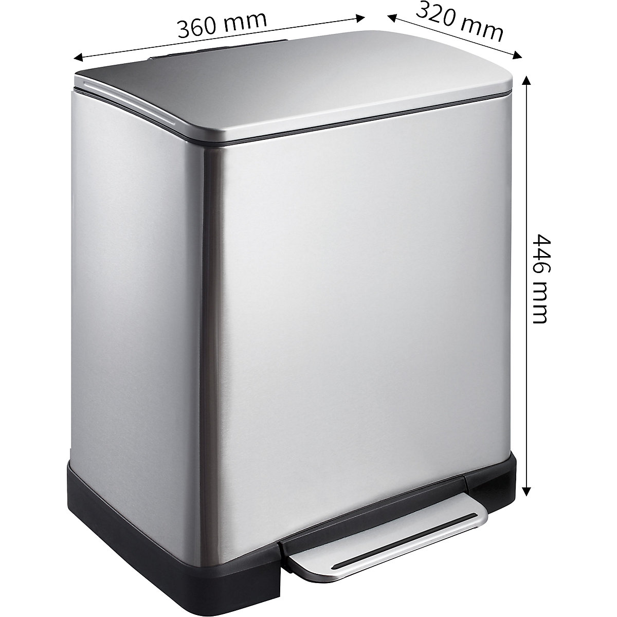 Colector de deșeuri cu pedală, din inox, dreptunghiular – EKO (Imagine produs 2)-1