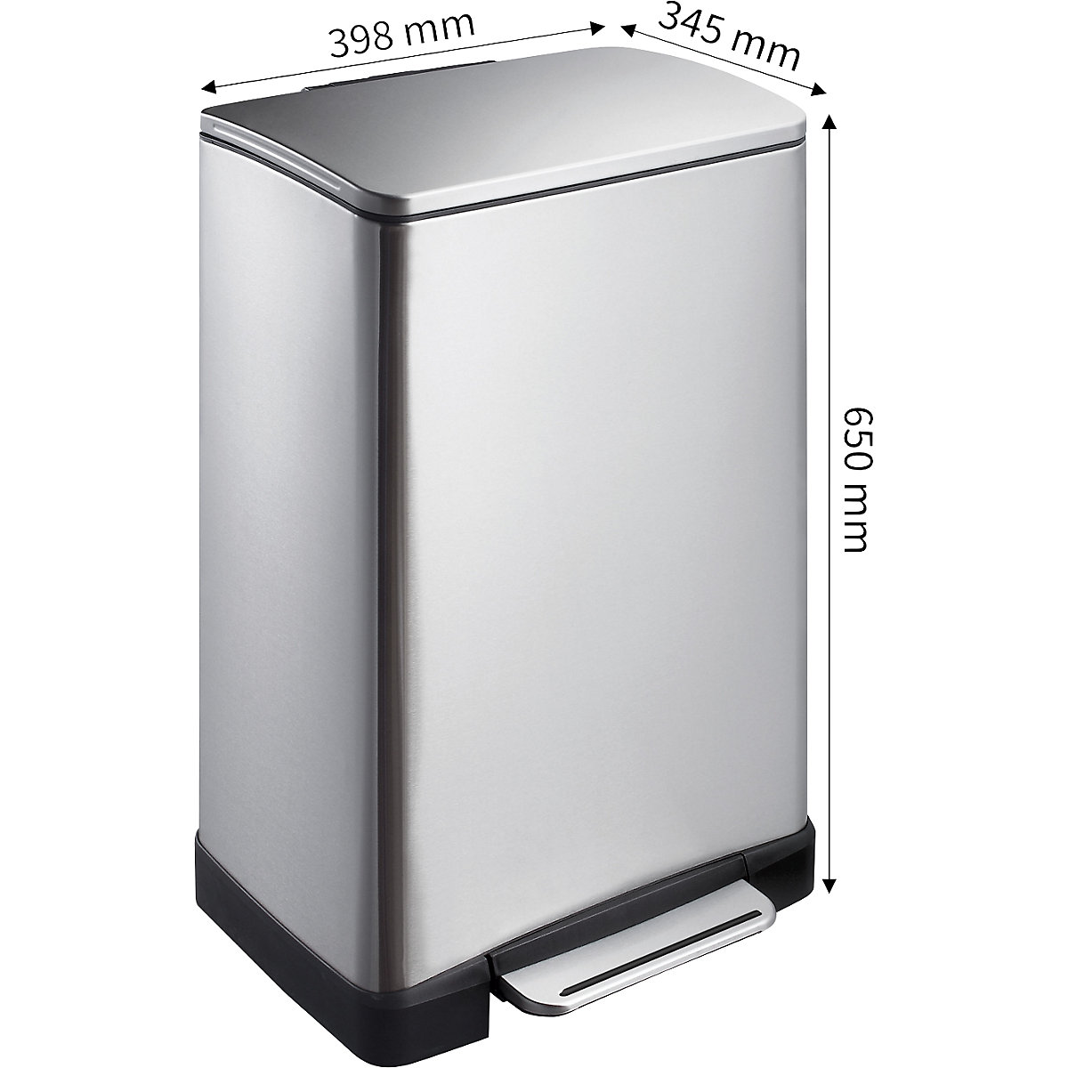 Colector de deșeuri cu pedală, din inox, dreptunghiular – EKO (Imagine produs 2)-1