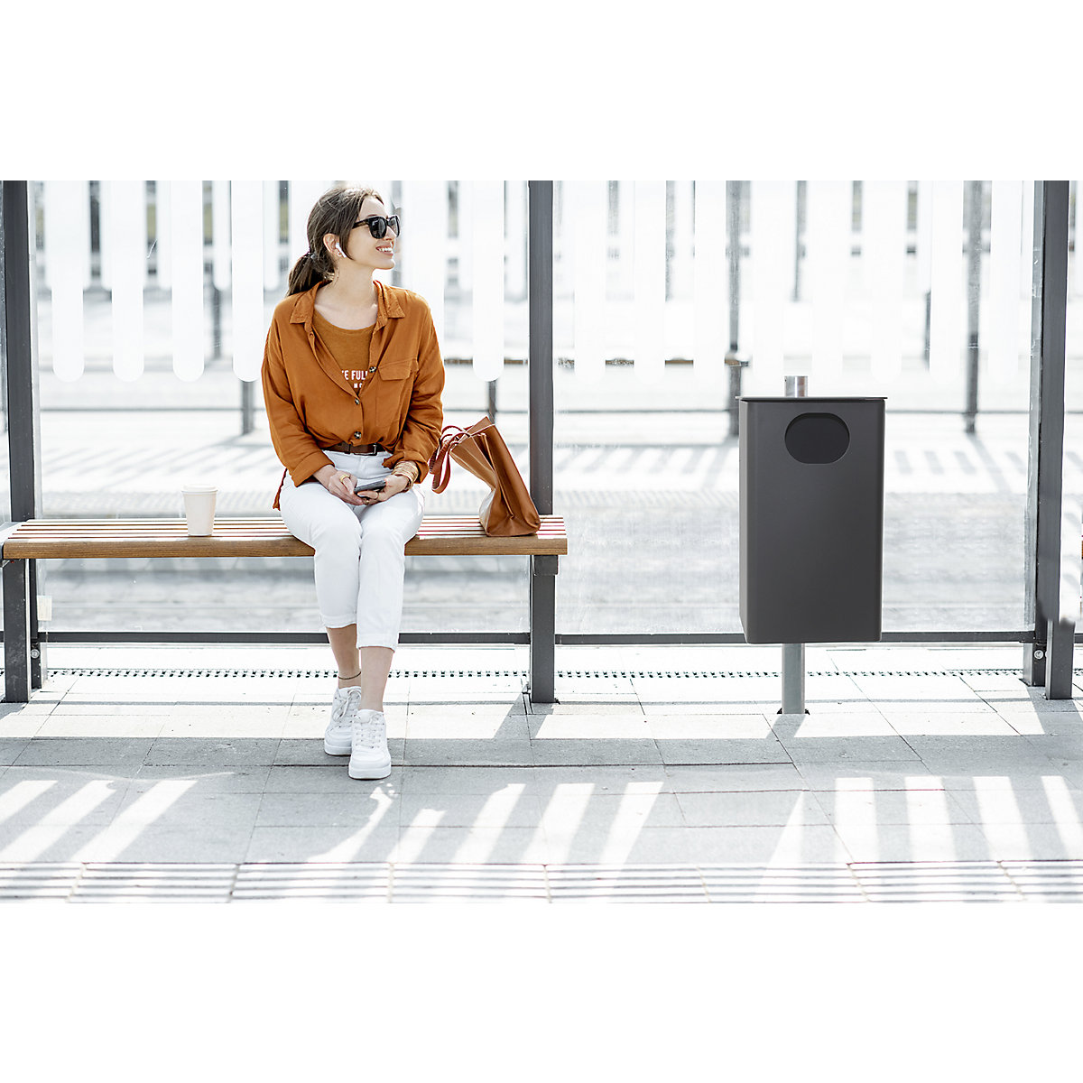 Coș de gunoi de exterior cu scrumieră (Imagine produs 4)-3