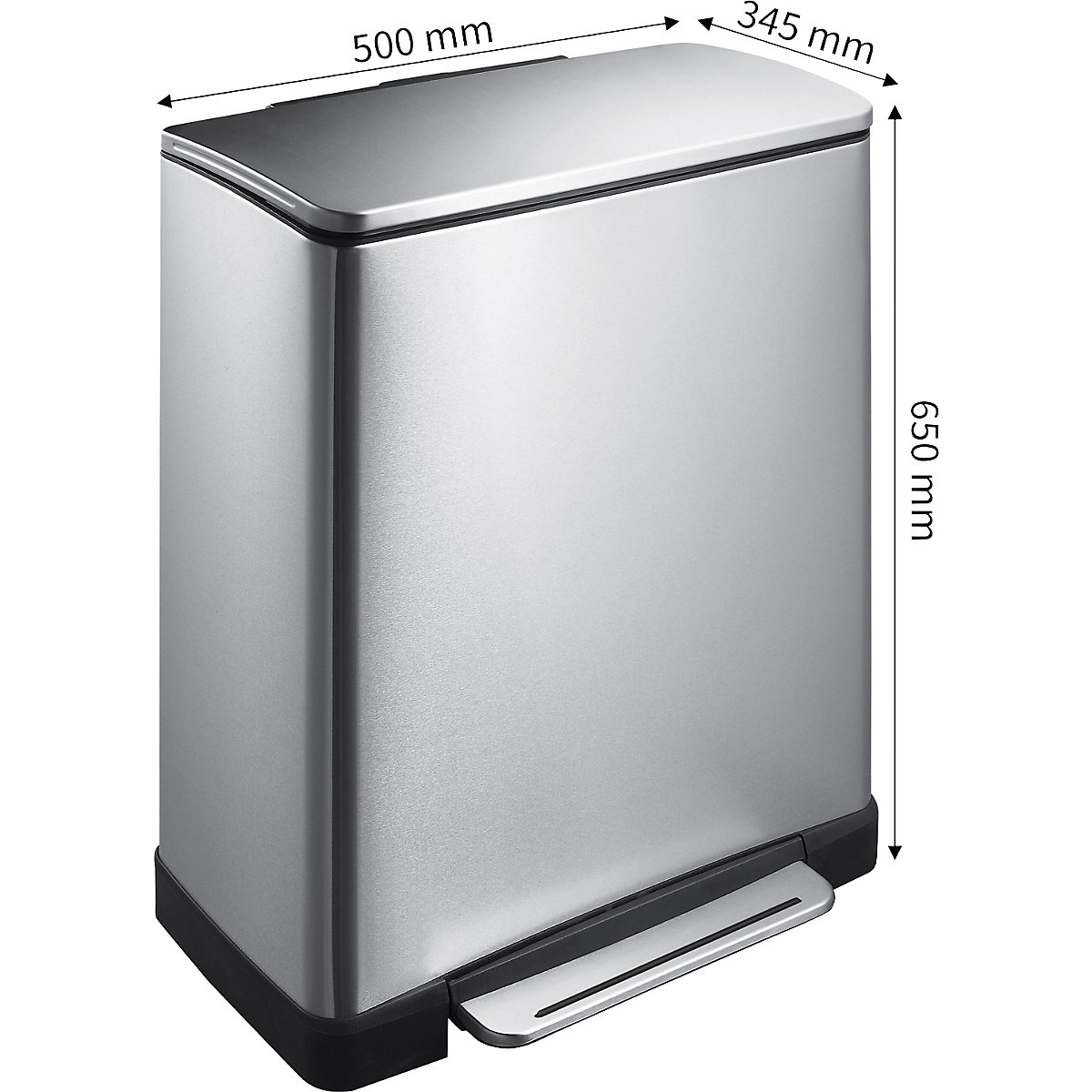 Coletor de lixo com pedal em aço inoxidável, angular – EKO (Imagem do produto 2)-1