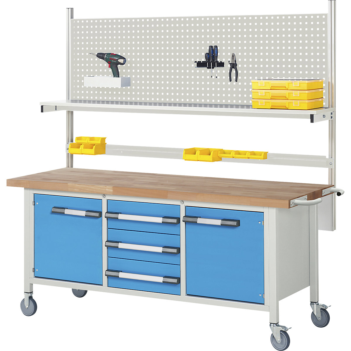 Banc de lucru mobil serie 8000, cu cadru – eurokraft pro (Imagine produs 2)-1