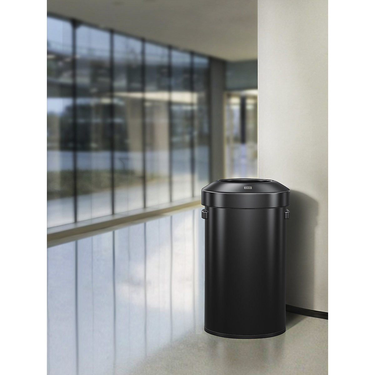 Roestvast stalen afvalbak, open inwerpopening – EKO (Productafbeelding 5)-4