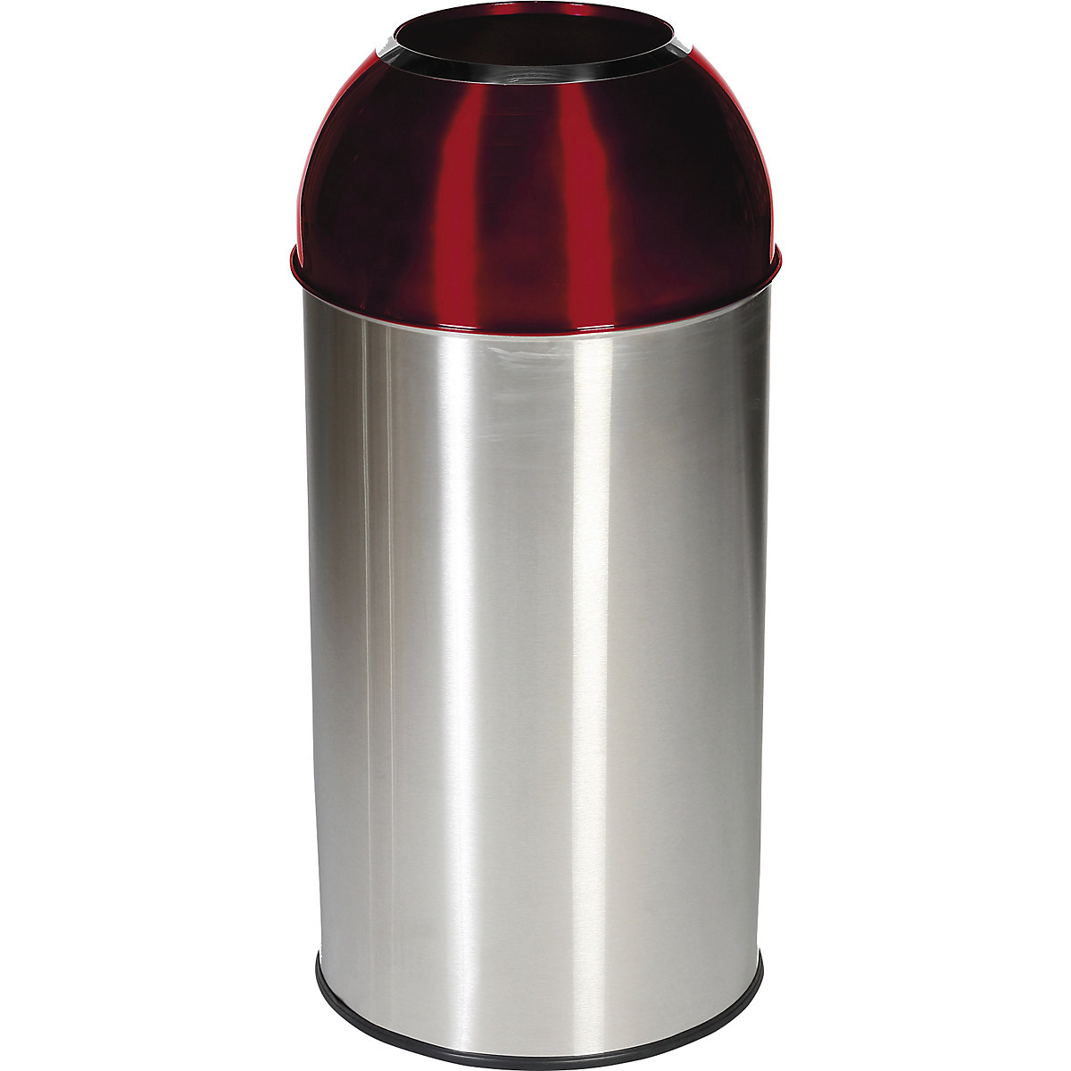 Roestvast stalen afvalbak – Probbax, inhoud 40 l, b x h x d = 350 x 740 x 350 mm, deksel rood-2