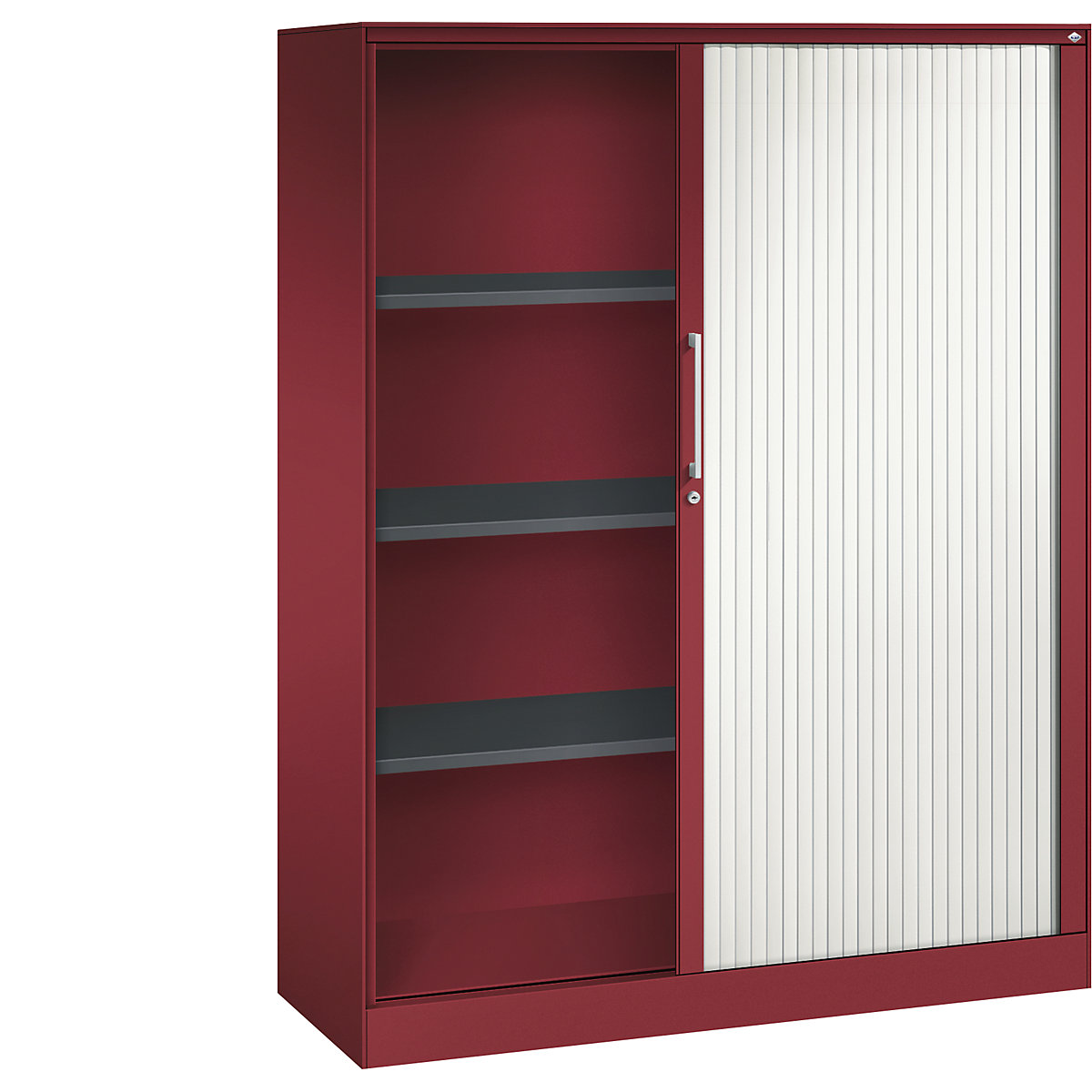 C+P – Armário de persiana ASISTO, altura 1617 mm, largura 1200 mm, vermelho rubi/branco trânsito