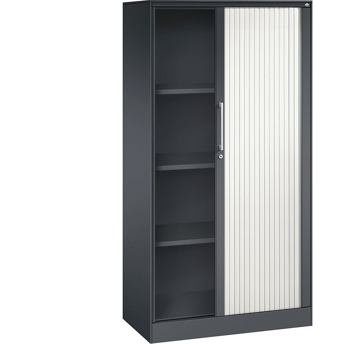 C+P – Armário de persiana ASISTO, altura 1617 mm, largura 800 mm, preto acinzentado/branco trânsito