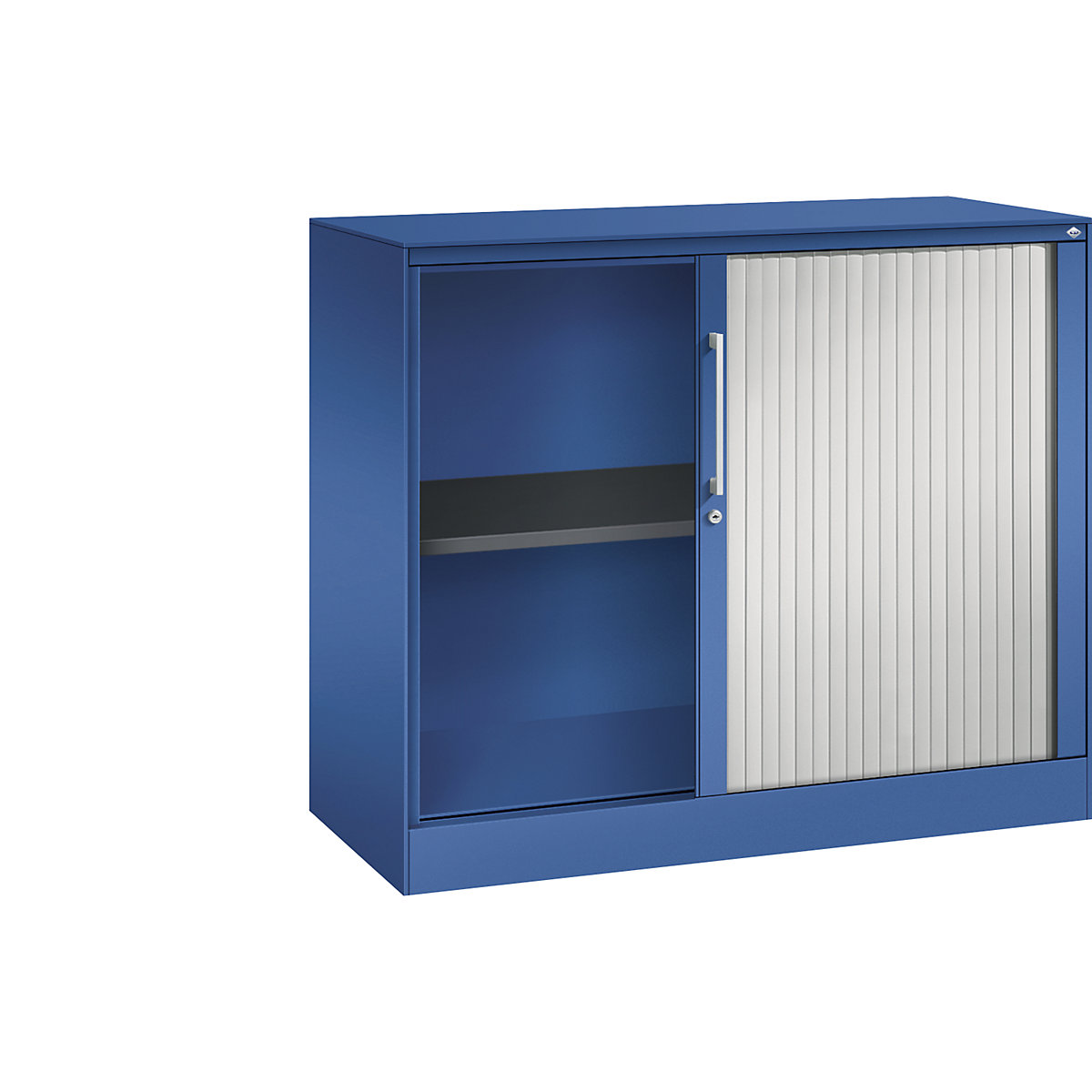 C+P – Armário de persiana ASISTO, altura 892 mm, largura 1000 mm, azul genciana/cinzento claro