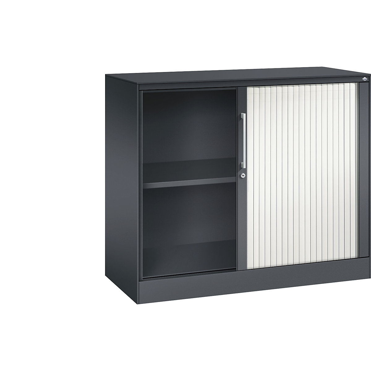 C+P – Armário de persiana ASISTO, altura 892 mm, largura 1000 mm, preto acinzentado/branco trânsito