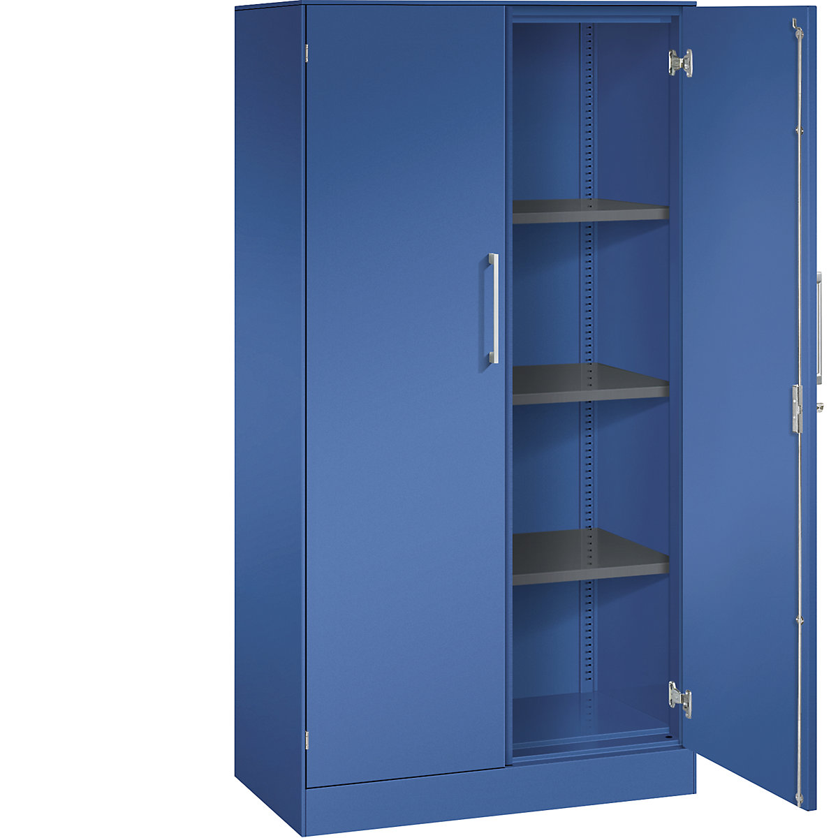 C+P – Armário de portas de batente ASISTO, altura 1617 mm, largura 800 mm, 3 prateleiras, azul genciana/azul genciana