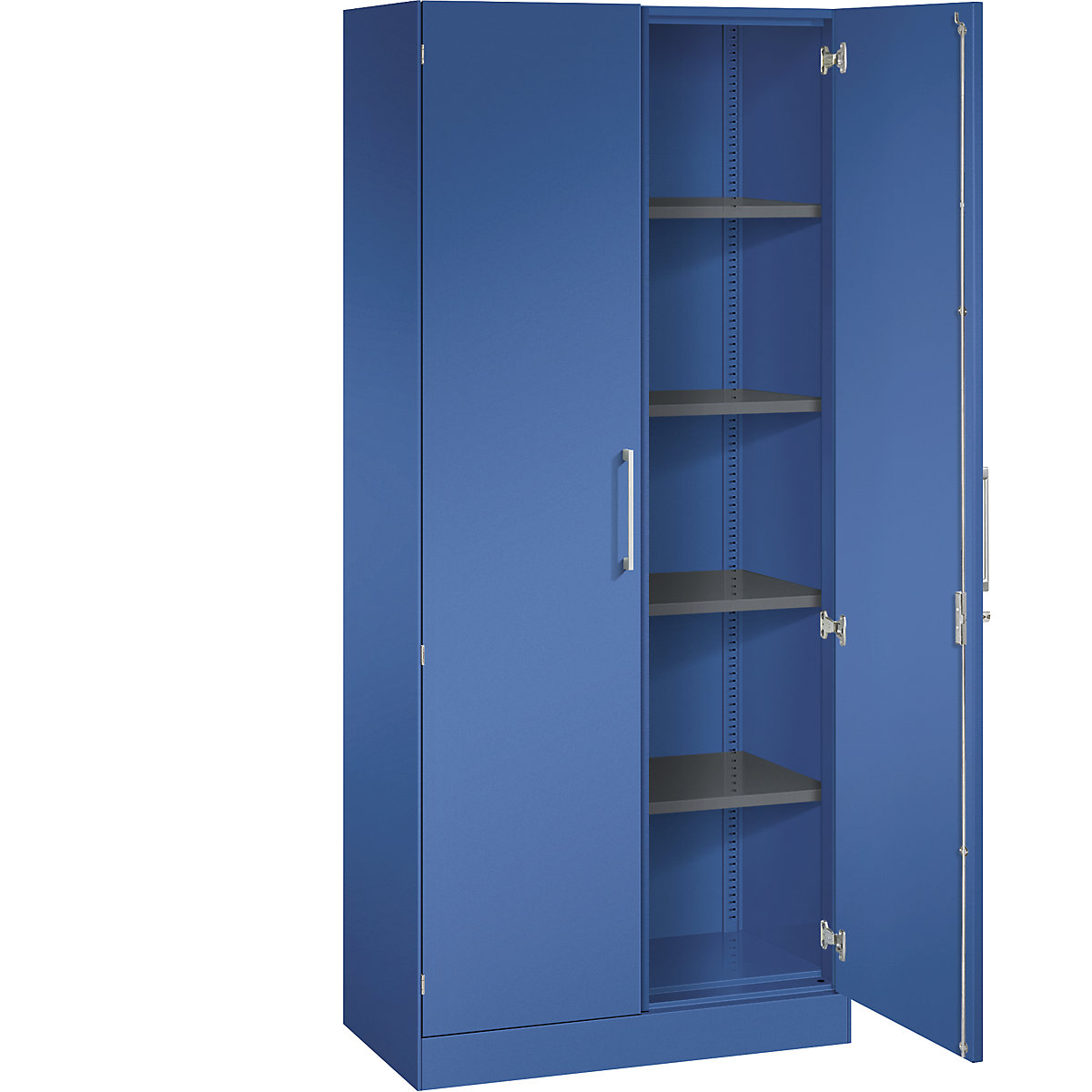 C+P – Armário de portas de batente ASISTO, altura 1980 mm, largura 800 mm, 4 prateleiras, azul genciana/azul genciana