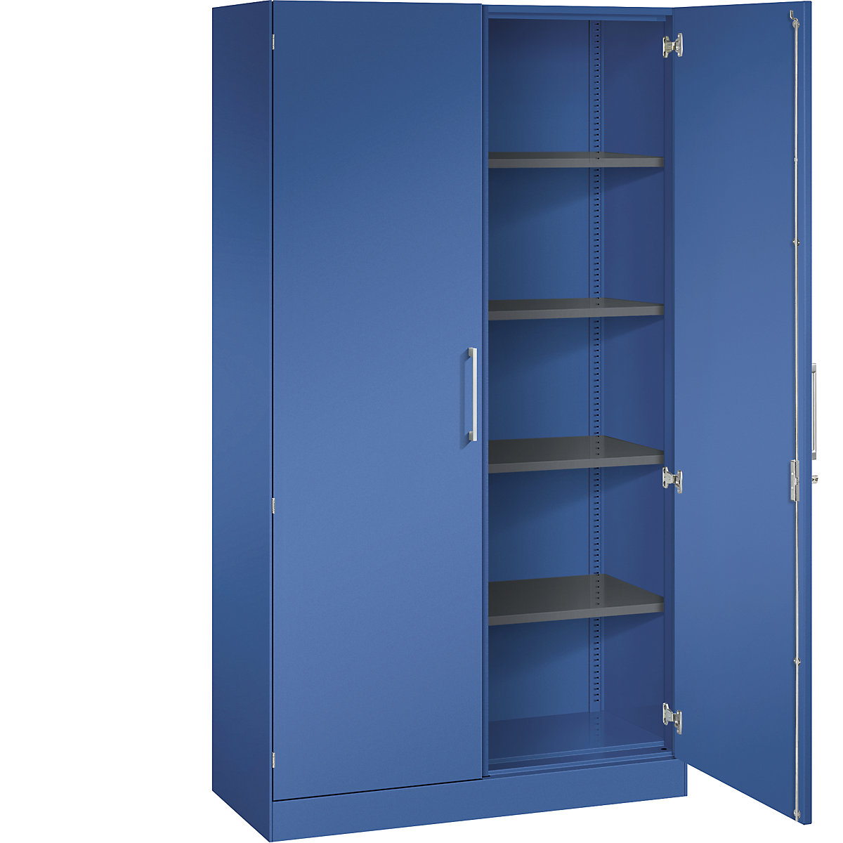 C+P – Armário de portas de batente ASISTO, altura 1980 mm, largura 1000 mm, 4 prateleiras, azul genciana/azul genciana