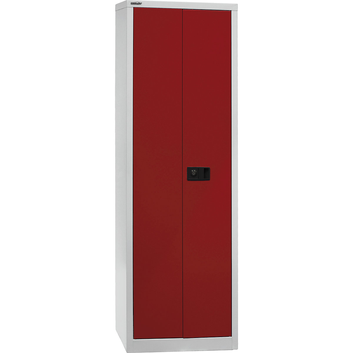 Armário de portas de batentes UNIVERSAL – BISLEY, AxLxP 1950 x 600 x 400 mm, 4 prateleiras, 5 alturas de pastas, cinzento claro/vermelho cardinal-4
