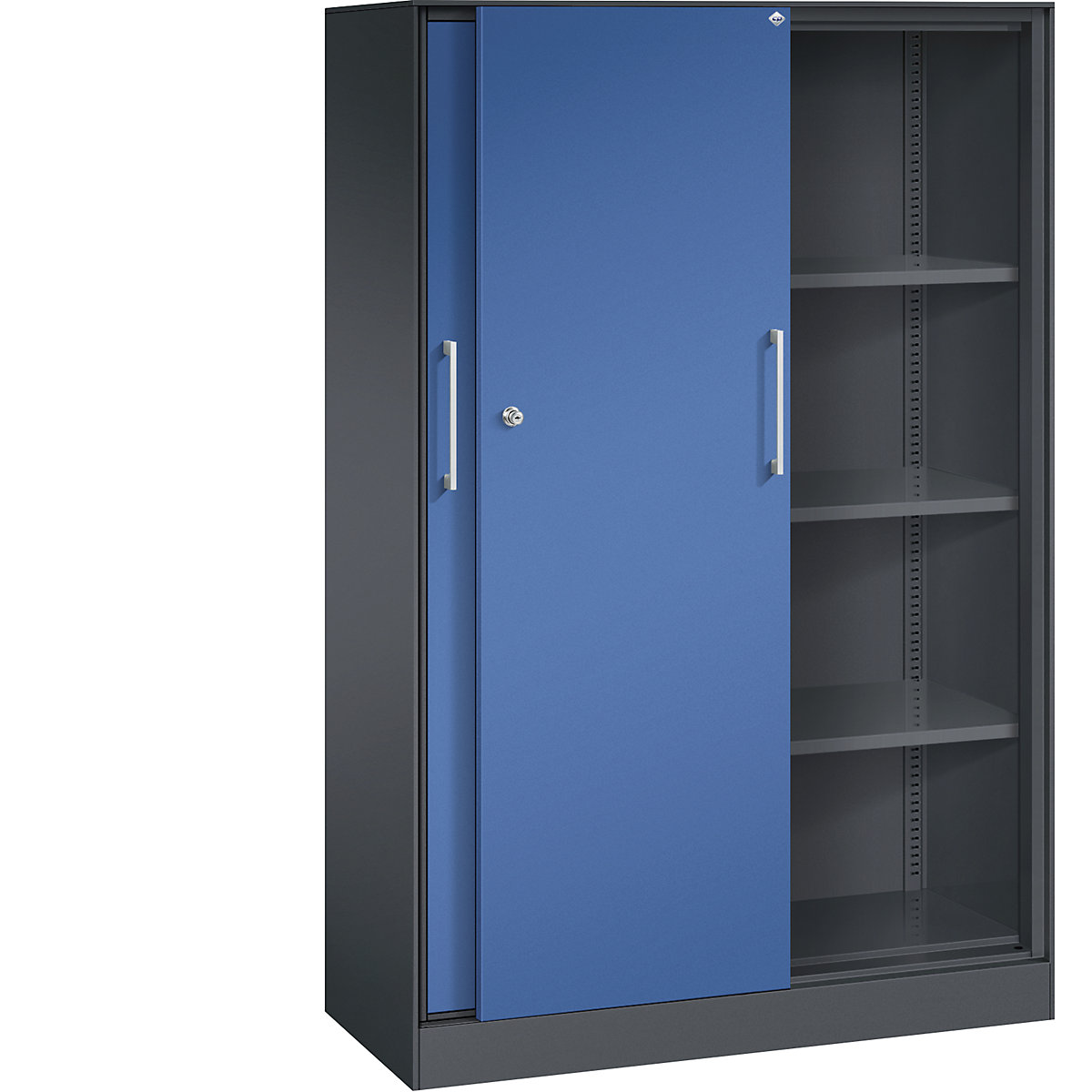 C+P – Armário de portas de correr ASISTO, altura 1617 mm, largura 1000 mm, preto acinzentado/azul genciana